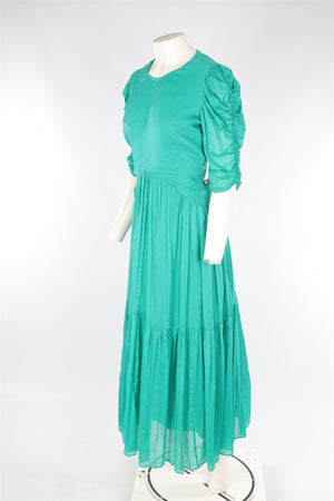 ISABEL MARANT GREEN SILK MAXI DRESS FR 44 UK 16