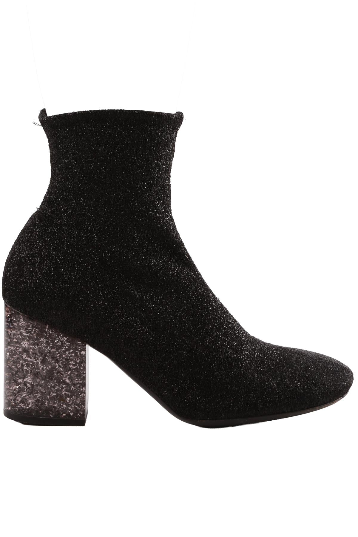 BLACK KNIT ANKLE BOOTS
