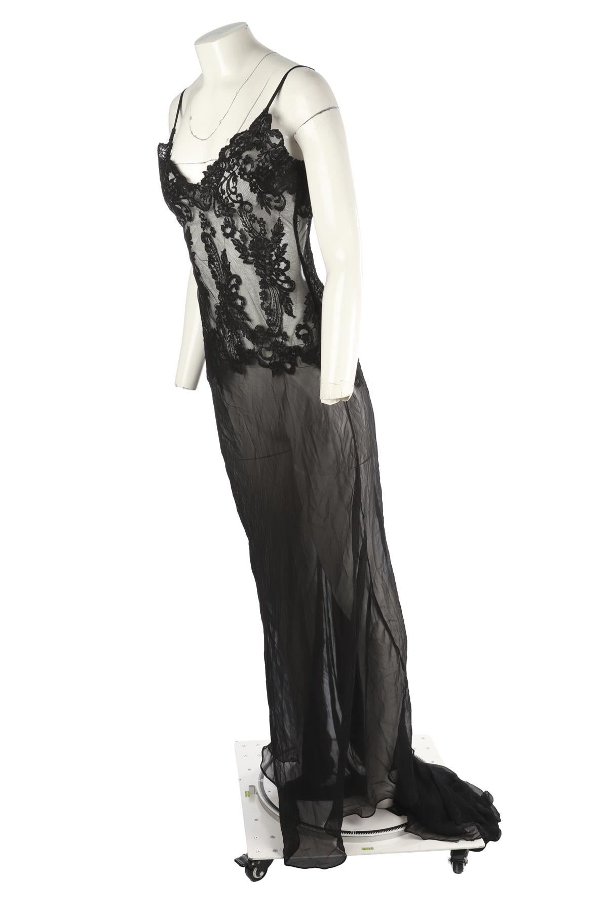 ROSAMOSARIO BLACK LACE MAXI DRESS XS