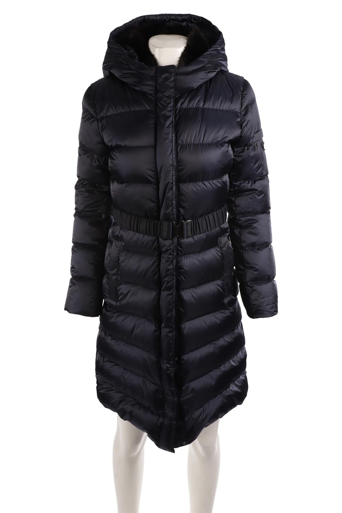 PRADA NAVY PADDED DOWN COAT IT 40 UK 8
