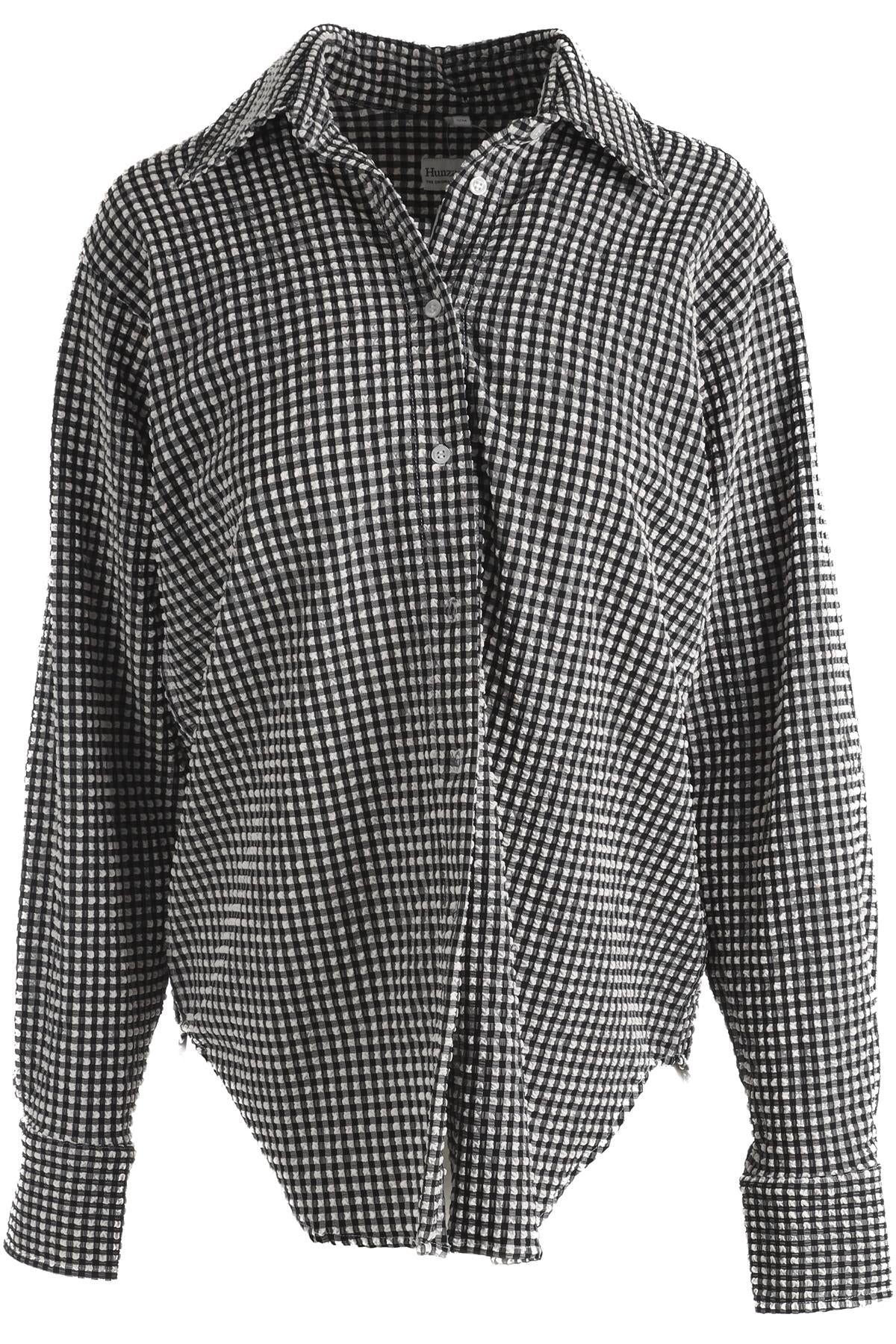 HUNZA G BLACK SEERSUCKER SHIRT SMALL/MEDIUM