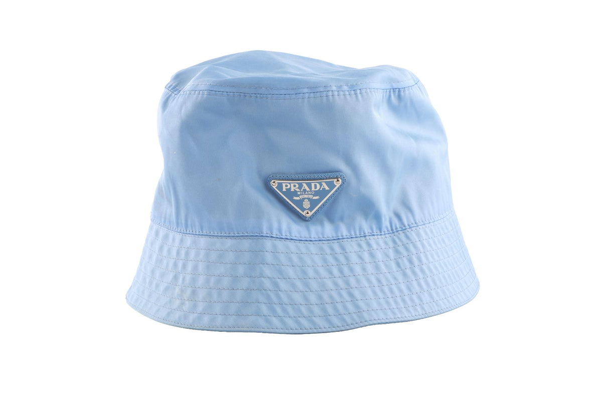 PRADA BLUE RE-NYLON BUCKET HAT MEDIUM