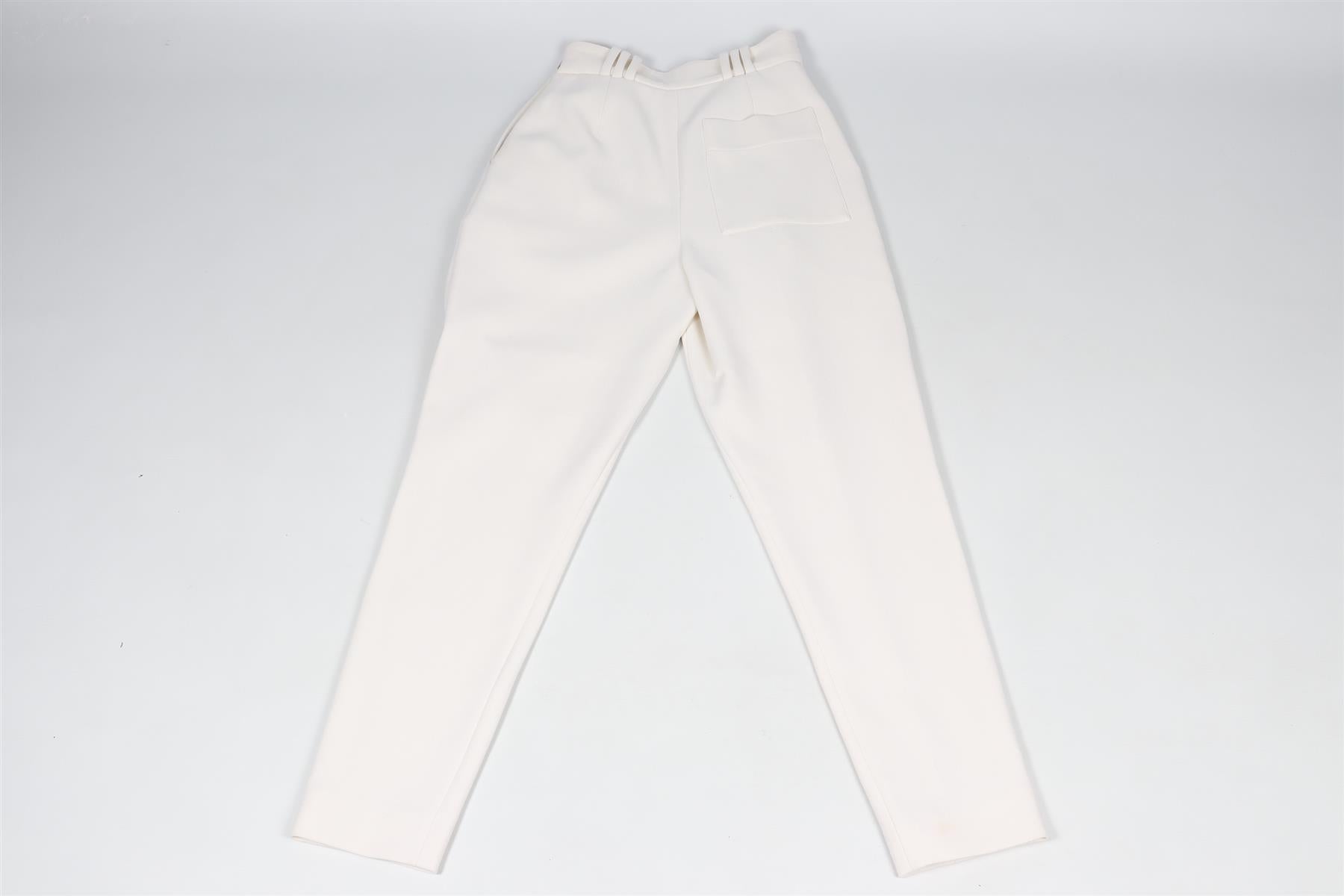 PROENZA SCHOULER CREAM WOOL AND COTTON BLEND TAPERED PANTS US 2 UK 6