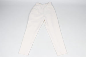 PROENZA SCHOULER CREAM WOOL AND COTTON BLEND TAPERED PANTS US 2 UK 6