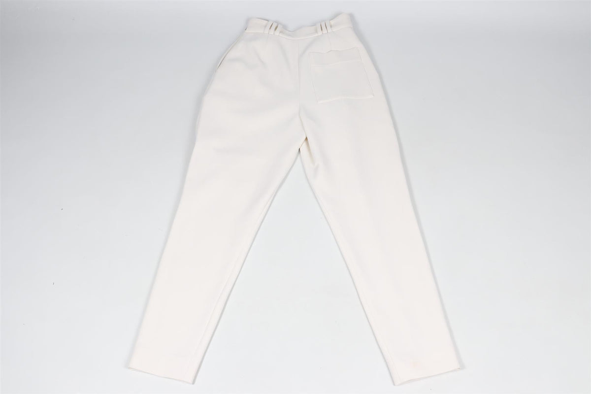 PROENZA SCHOULER CREAM WOOL AND COTTON BLEND TAPERED PANTS US 2 UK 6