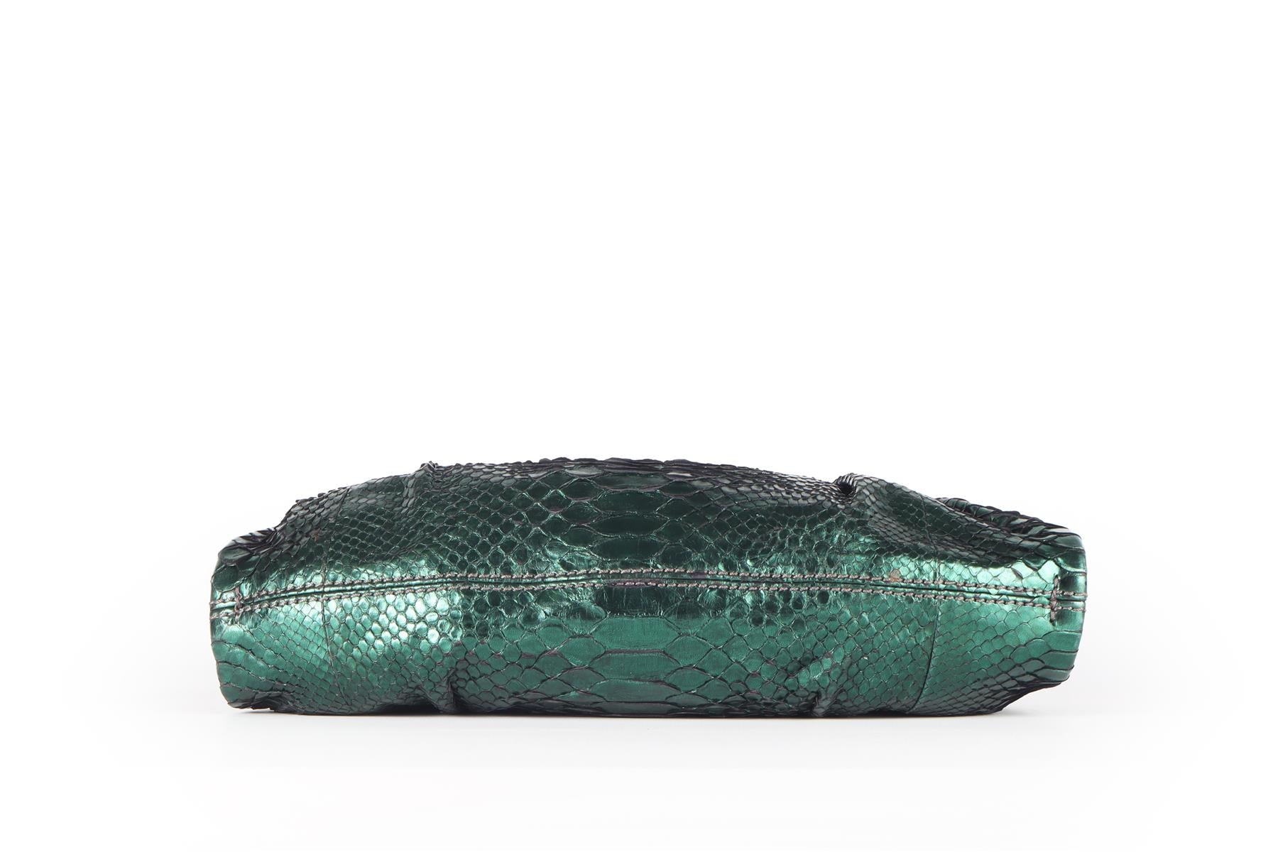 ZAGLIANI GREEN PYTHON SHOULDER BAG