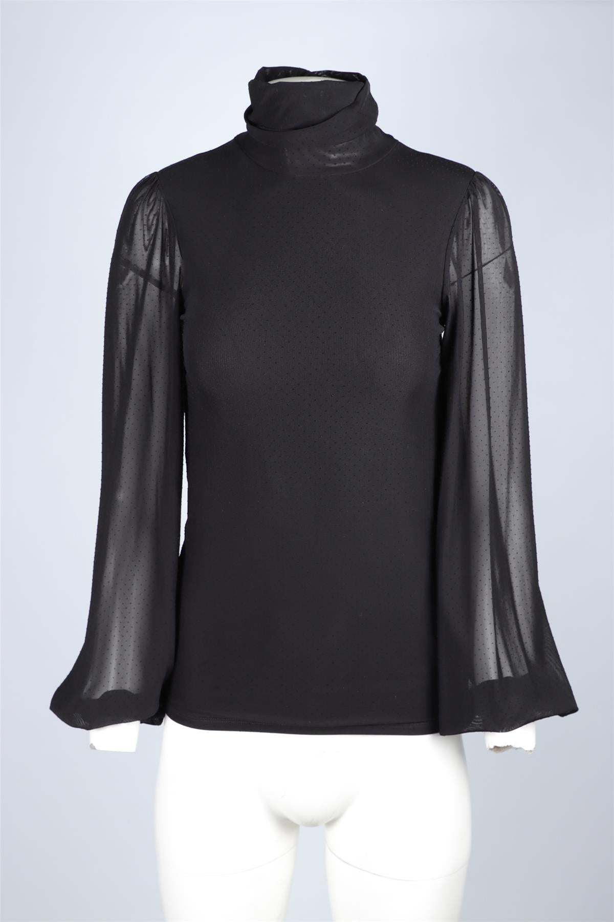 GANNI BLACK MESH TOP UK 6
