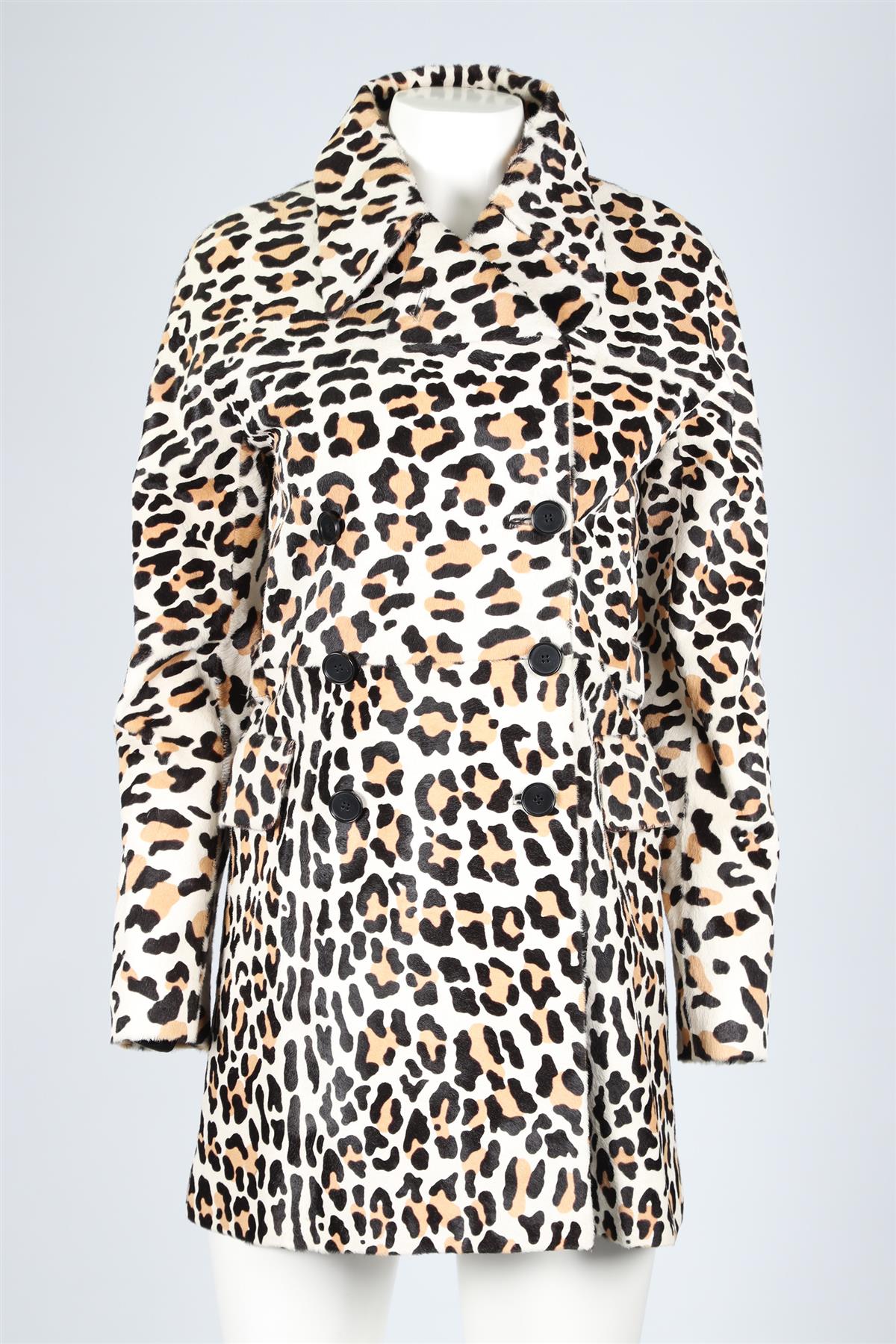 AZZEDINE ALAÏA CREAM, TAN AND BLACK 2010 CALF HAIR COAT SMALL