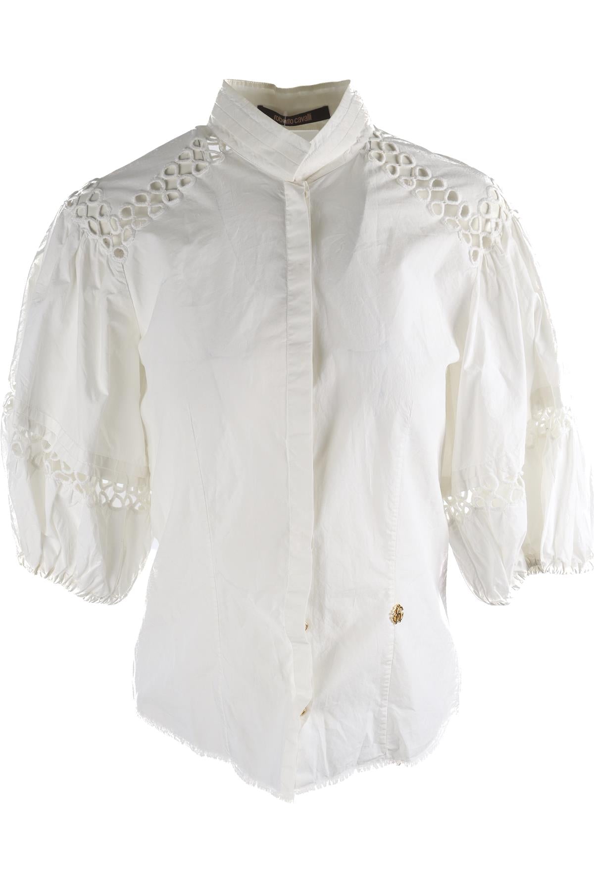 ROBERTO CAVALLI WHITE COTTON SHIRT IT 38 UK 6