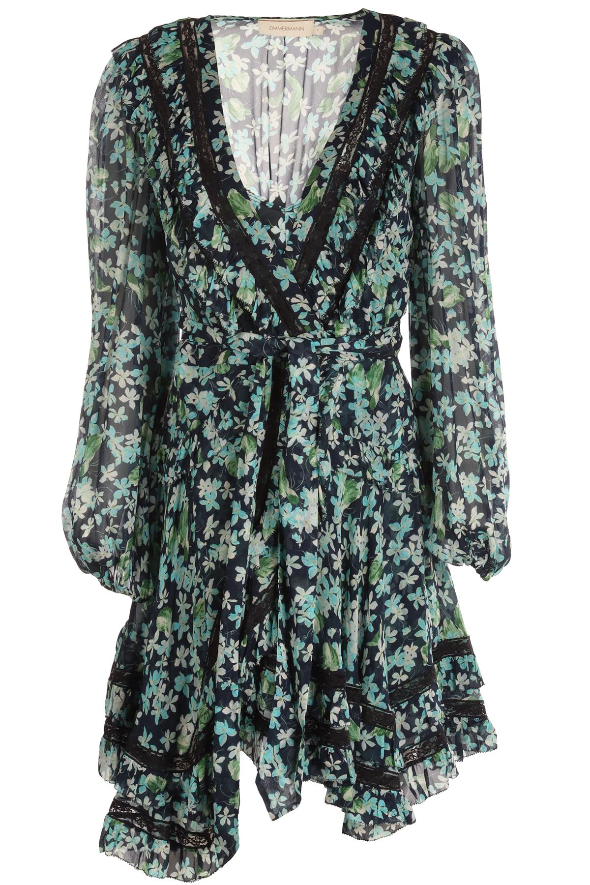 ZIMMERMANN BLUE SILK MINI DRESS 1 UK 10