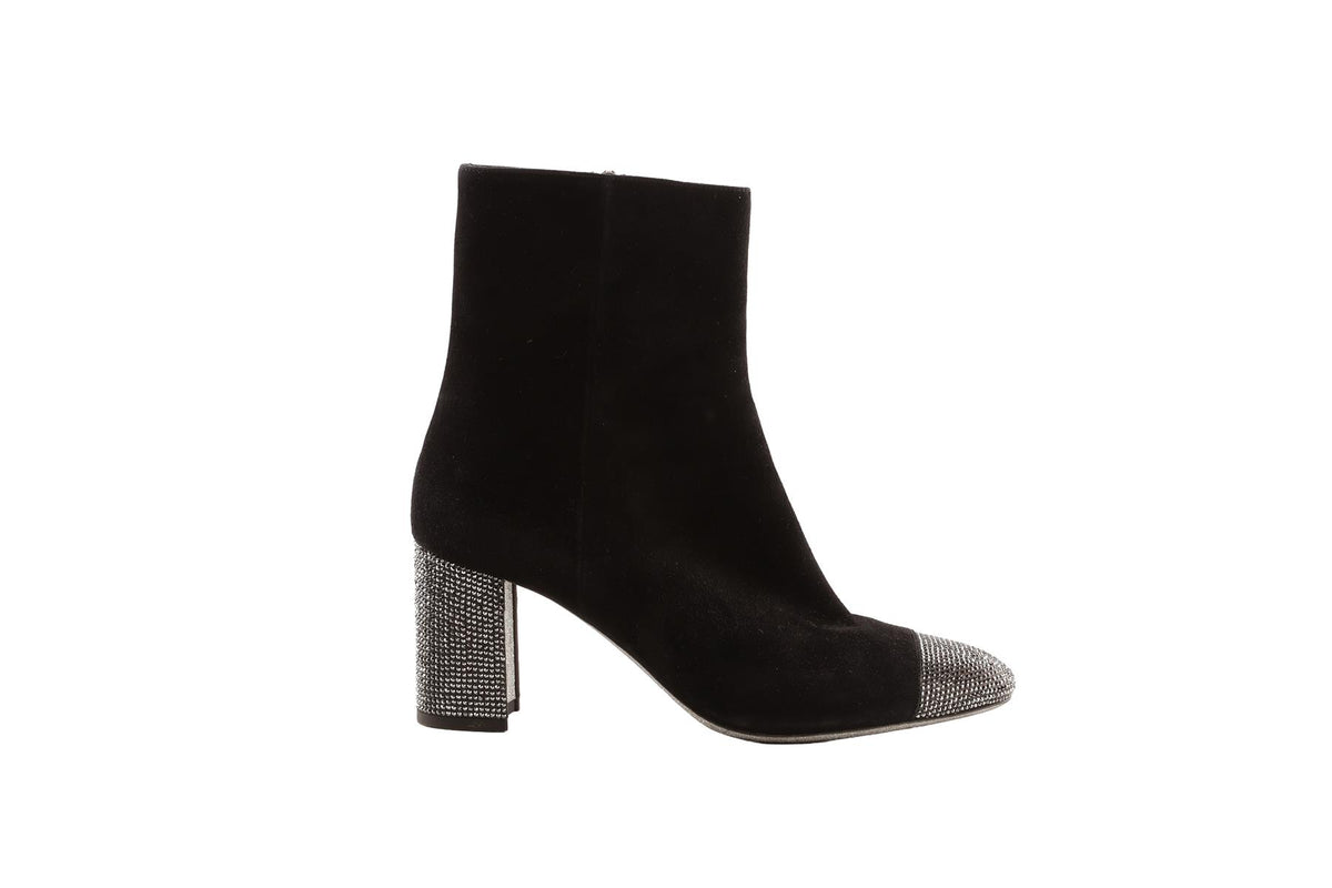 RENÉ CAOVILLA BLACK SUEDE ANKLE BOOTS EU 38.5 UK 5.5 US 8.5