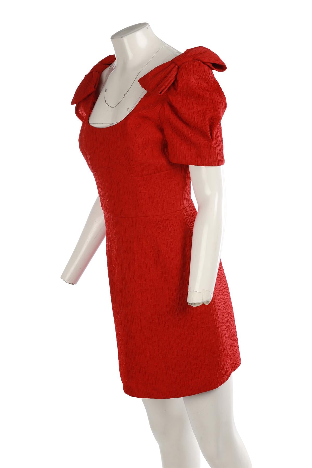 REBECCA VALLANCE RED CREPE MINI DRESS MEDIUM