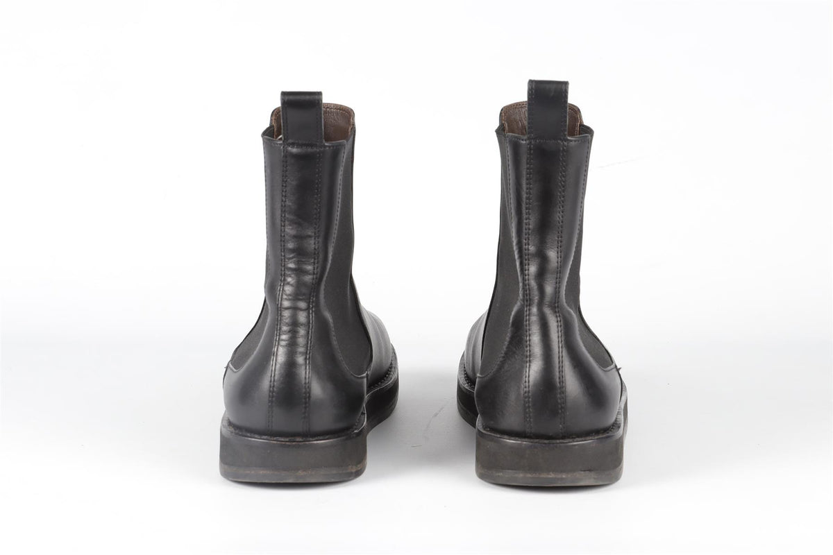THE ROW BLACK LEATHER ANKLE BOOTS EU 39 UK 6 US 9