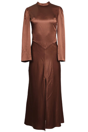 REFORMATION BROWN SATIN MAXI DRESS US 2 UK 6