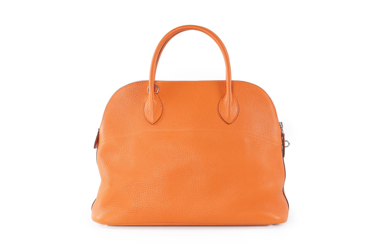 HERMÈS  ORANGE 2005 BOLIDE 35 CM CLEMENCE LEATHER TOTE BAG IN ORANGE