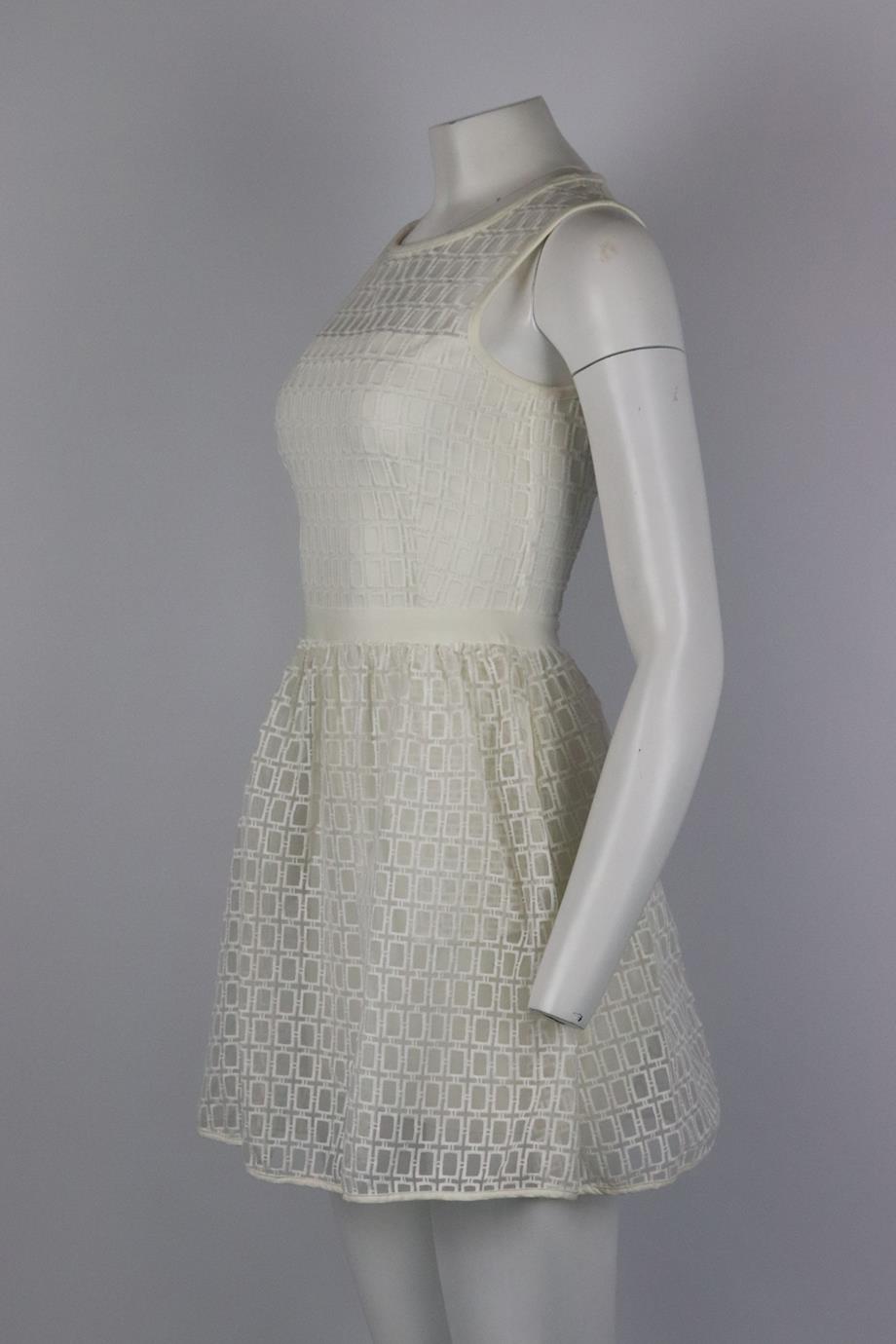 MAJE EMBROIDERED ORGANZA AND JERSEY MINI DRESS UK 8