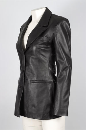 REFORMATION + VEDA BLACK LEATHER BLAZER SMALL