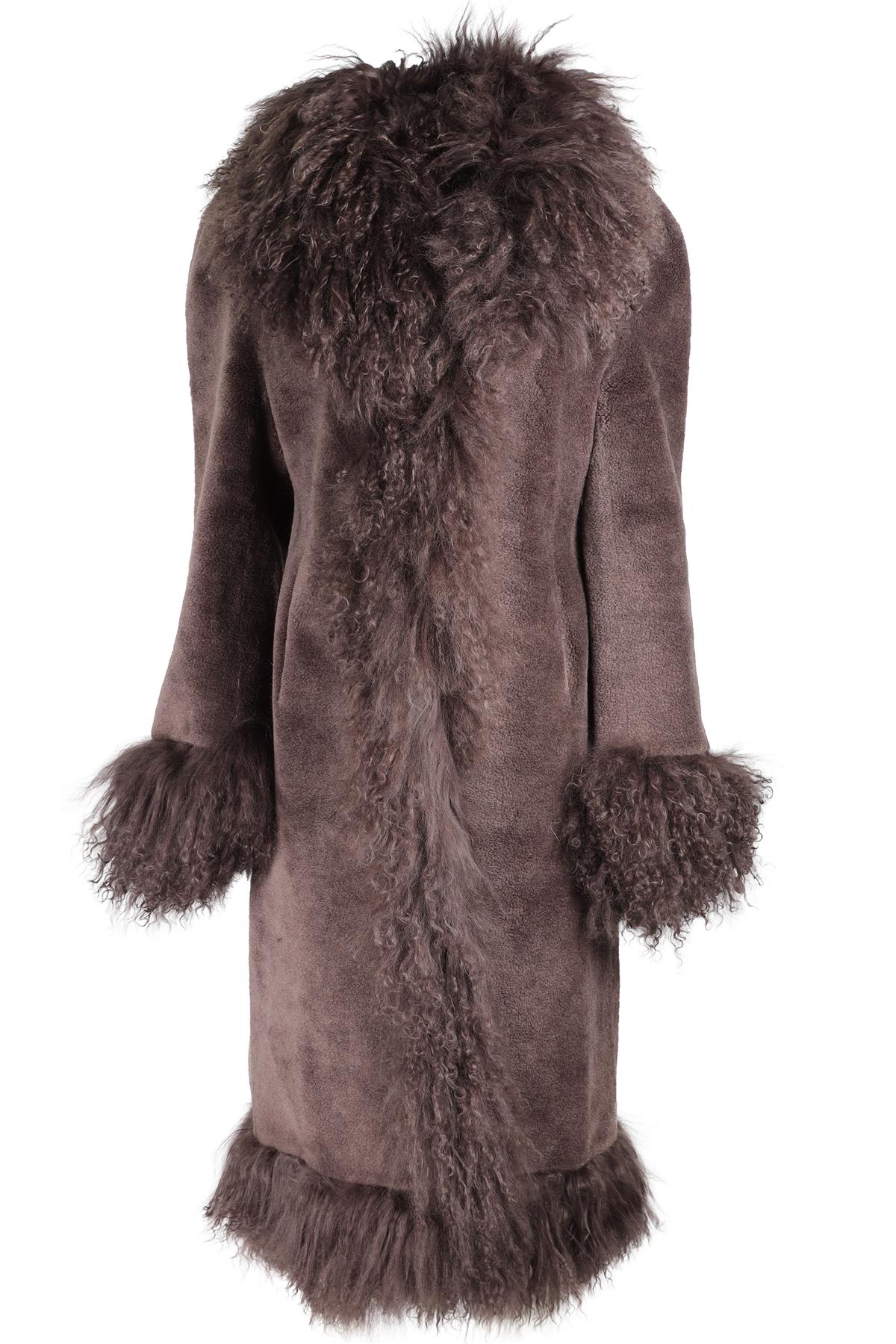CHARLOTTE SIMONE BROWN FAUX SHEARLING COAT SMALL