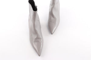 BALCENCIAGA GREY LEATHER ANKLE BOOTS EU 40 UK 7 US 10