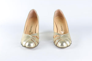 VIVIENNE WESTWOOD GOLD LEATHER PUMPS EU 38.5 UK 5.5 US 8.5