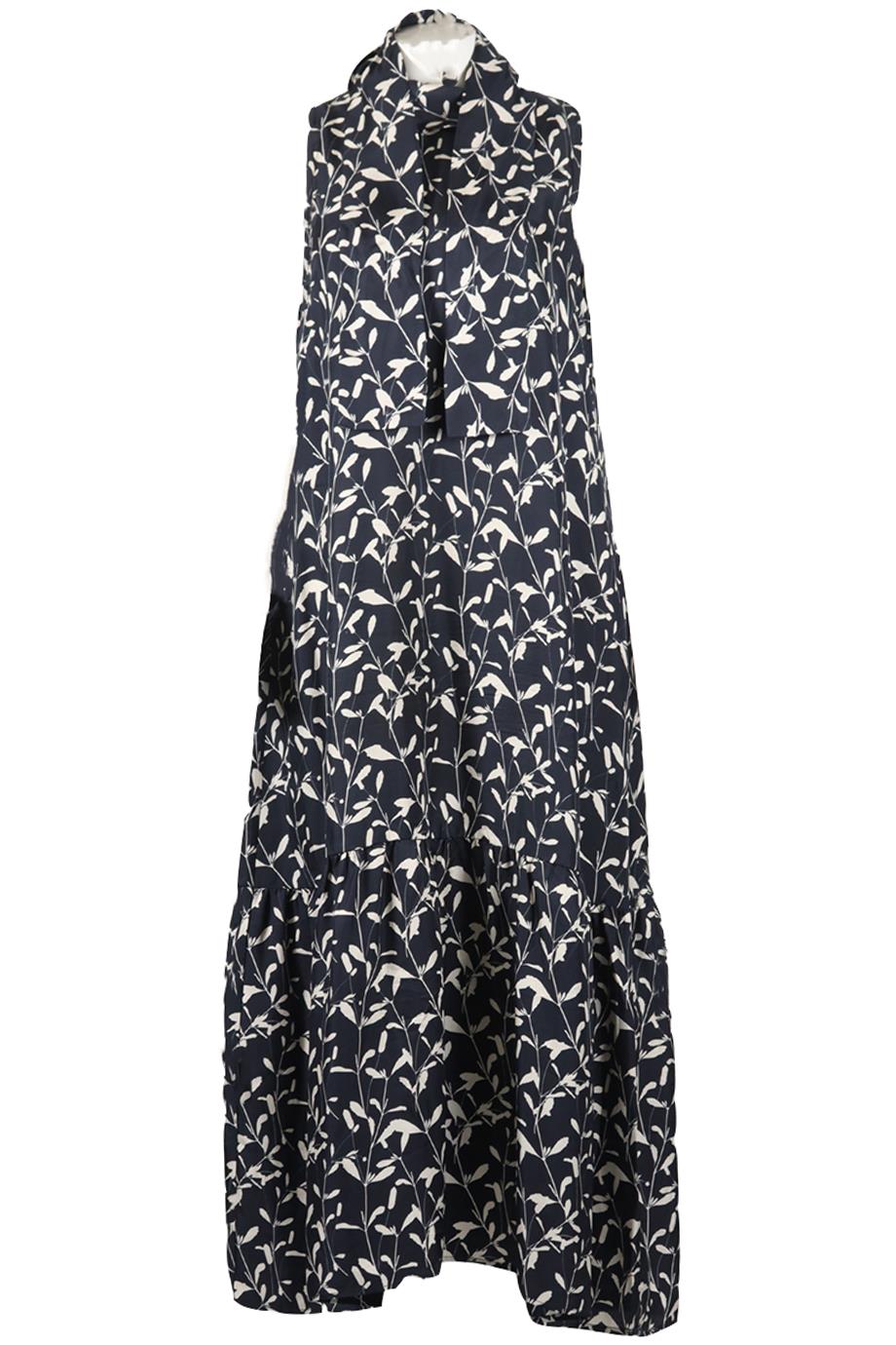 ASCENO PRINTED SILK MAXI DRESS SMALL