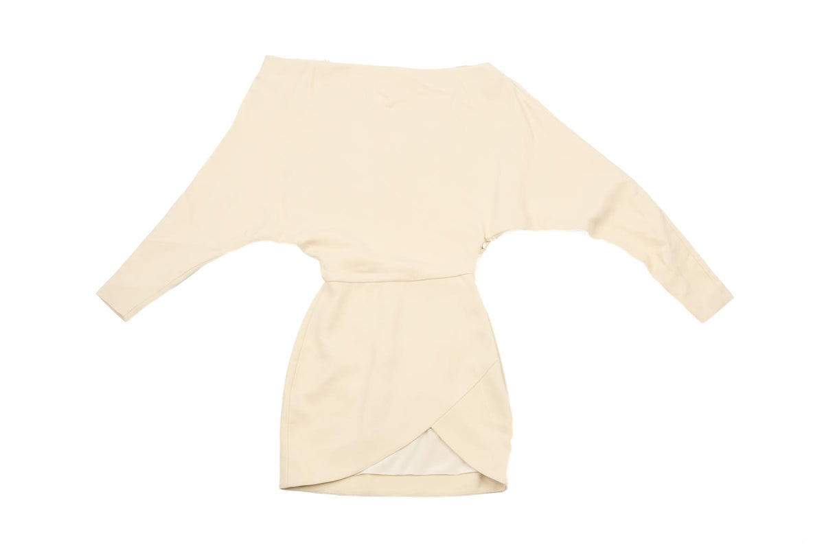 KHAITE CREAM CREPE MINI DRESS US 0 UK 4