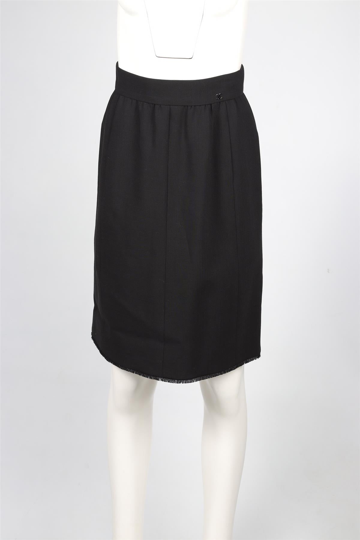 CHANEL BLACK WOOL MINI SKIRT FR 34 UK 6