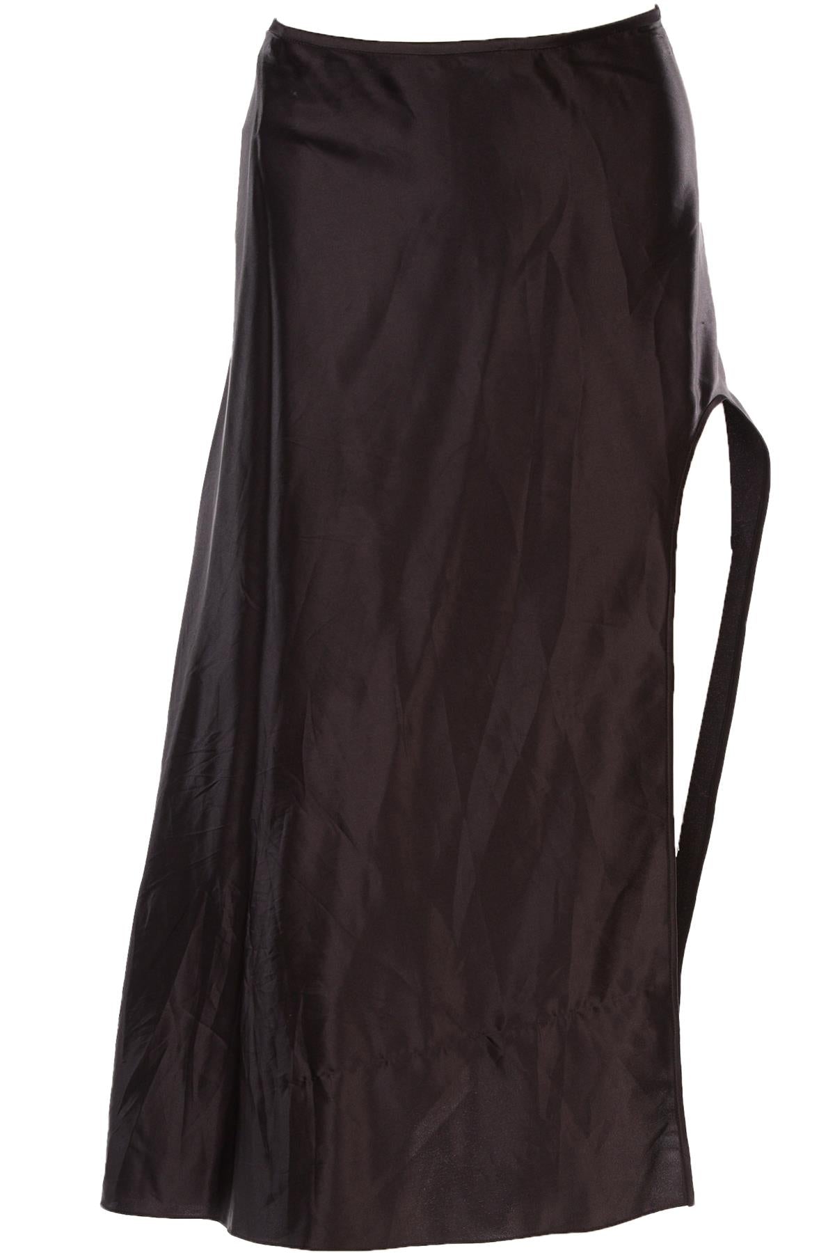 NUÉ STUDIO BLACK SATIN MIDI SKIRT XSMALL