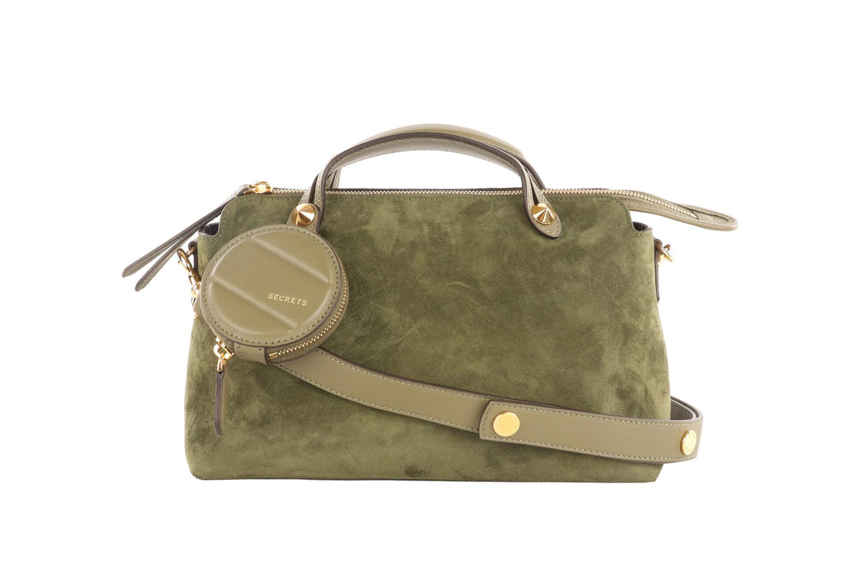 FENDI GREEN BY THE WAY MEDIUM SUEDE SHOULDER BAG