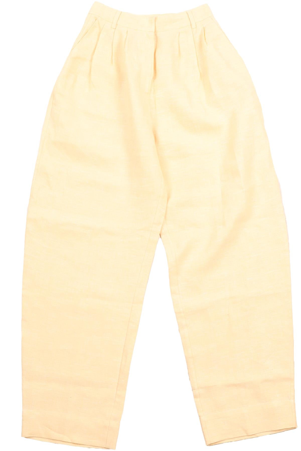 POSSE YELLOW LINEN BARREL LEG PANTS XSMALL