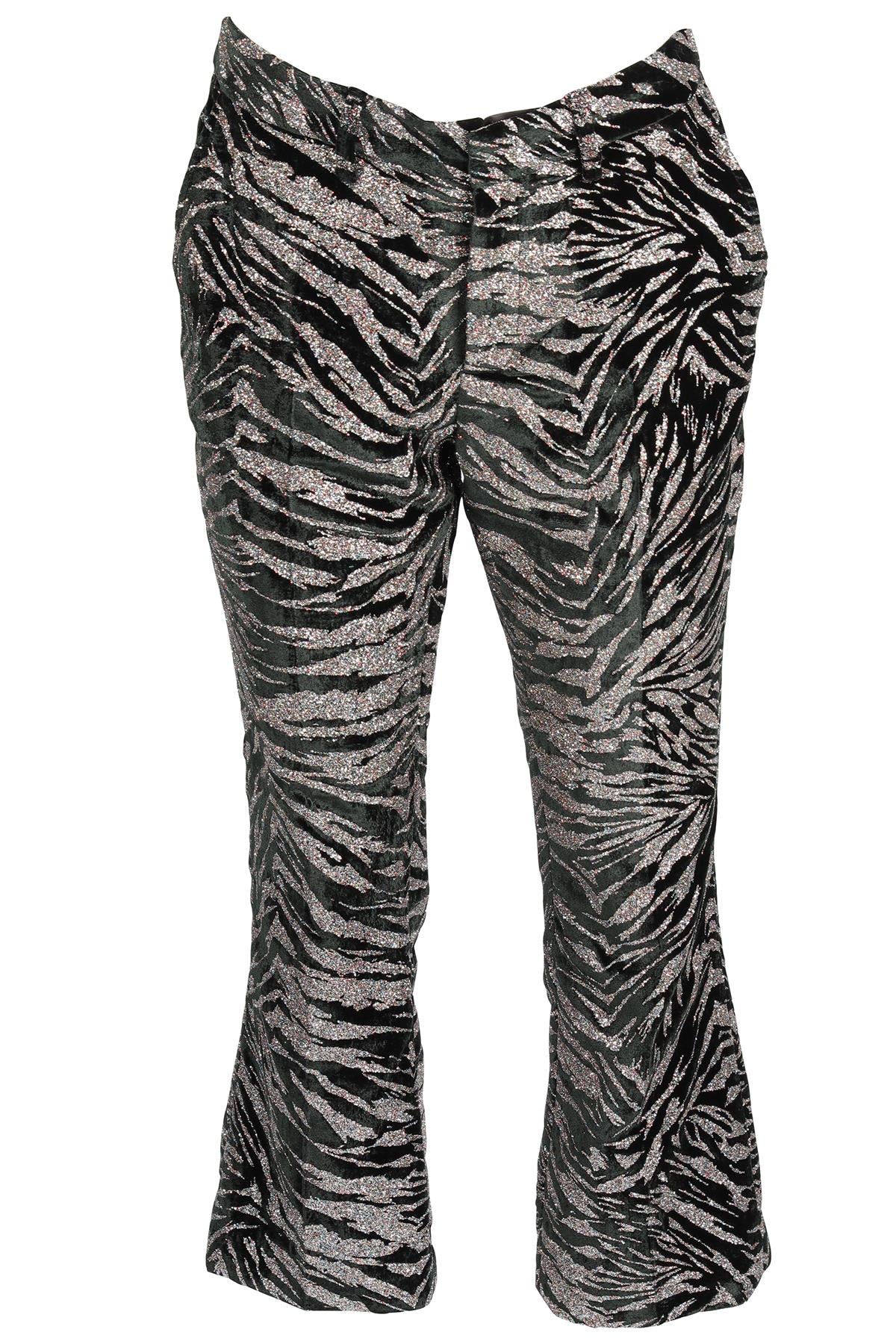 ZADIG & VOLTAIRE BLACK VELVET STRAIGHT LEG PANTS FR 40 UK 12