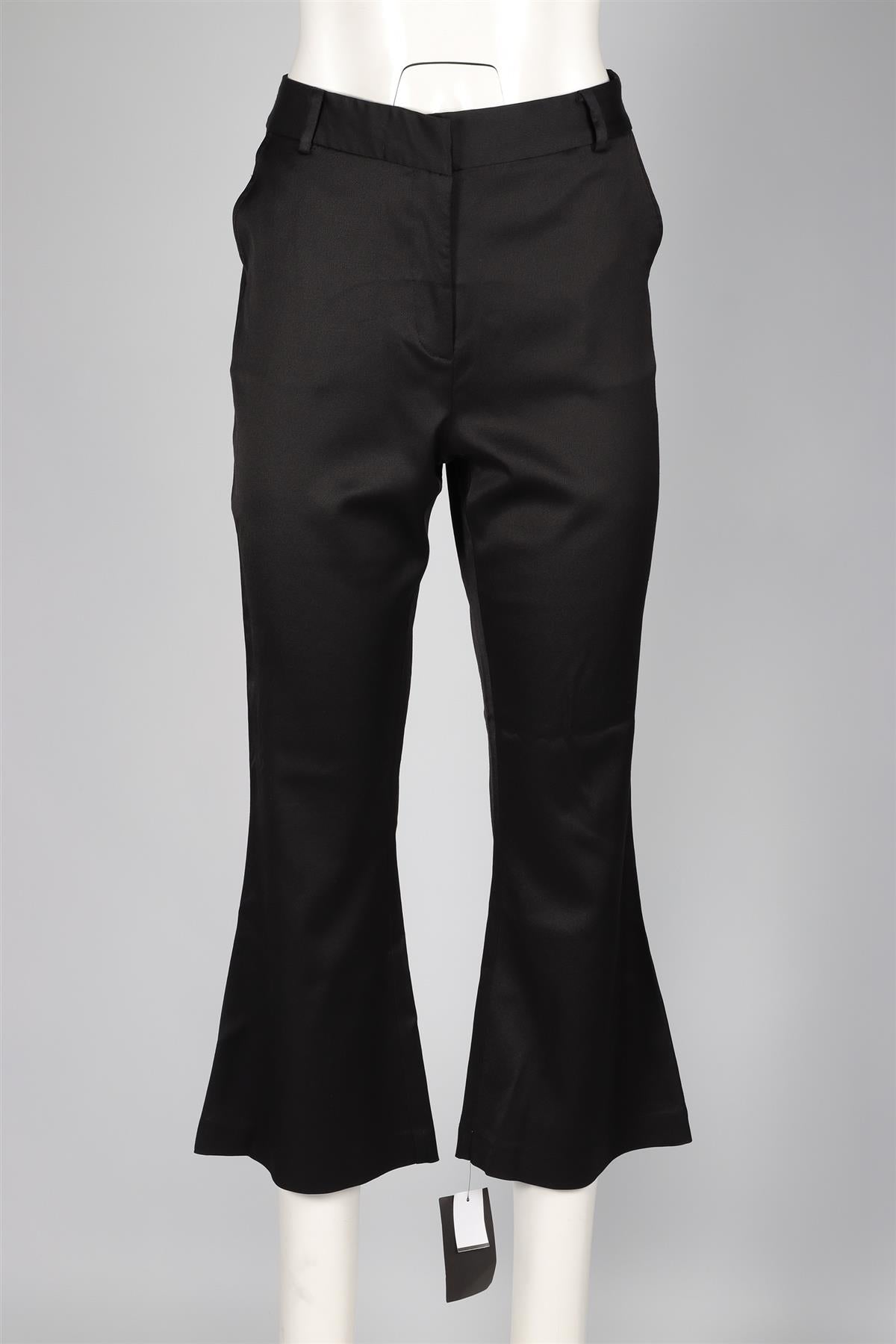 FRAME BLACK SATIN FLARED PANTS UK 12