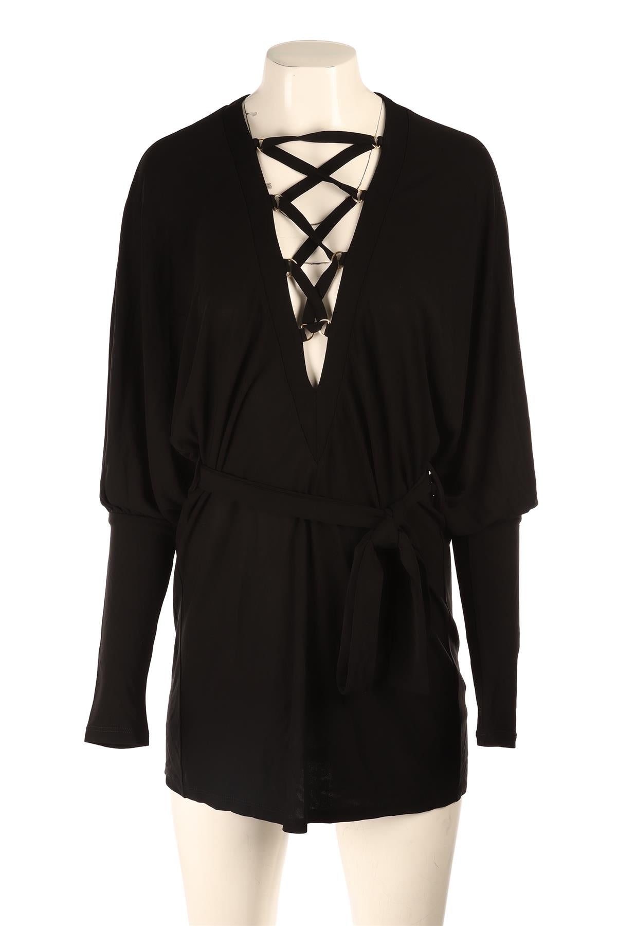 BALMAIN BLACK CREPE MINI DRESS FR 36 UK 8