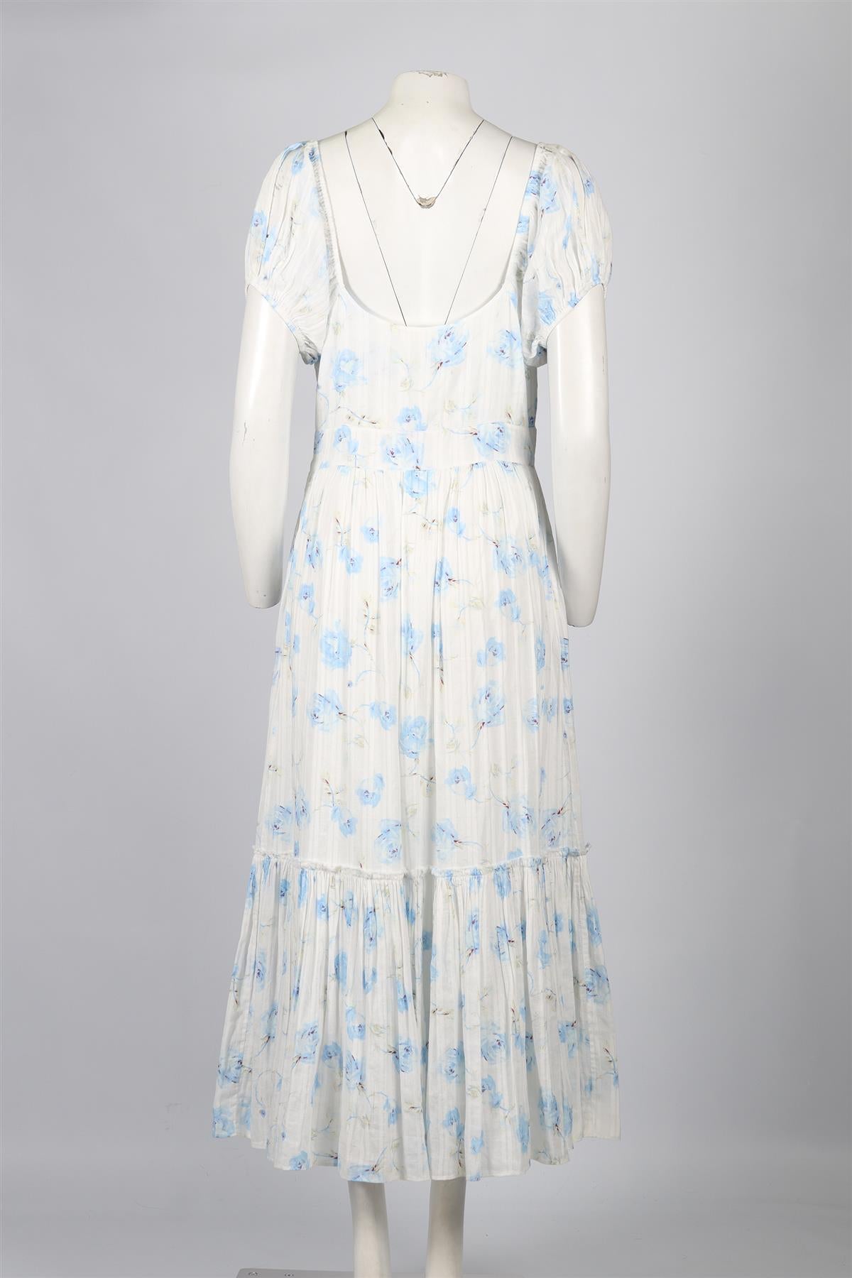 LOVESHACKFANCY FLORAL PRINT COTTON MAXI DRESS US 6 UK 10
