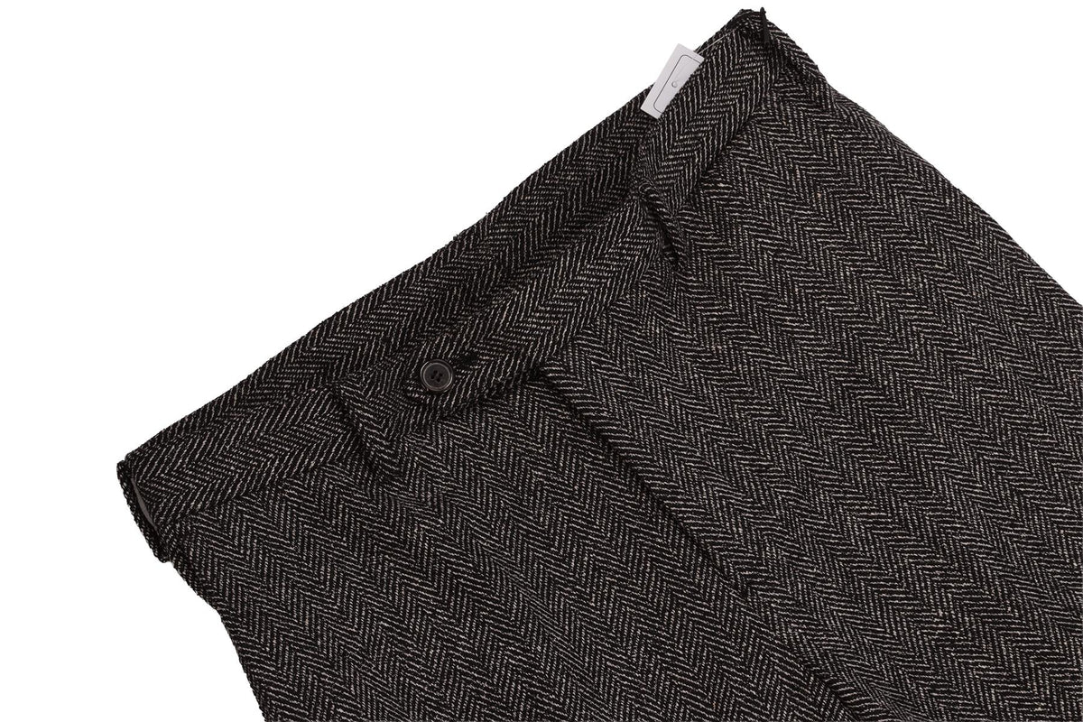 BLACK MEN'S WOOL STRAIGHT LEG PANTS