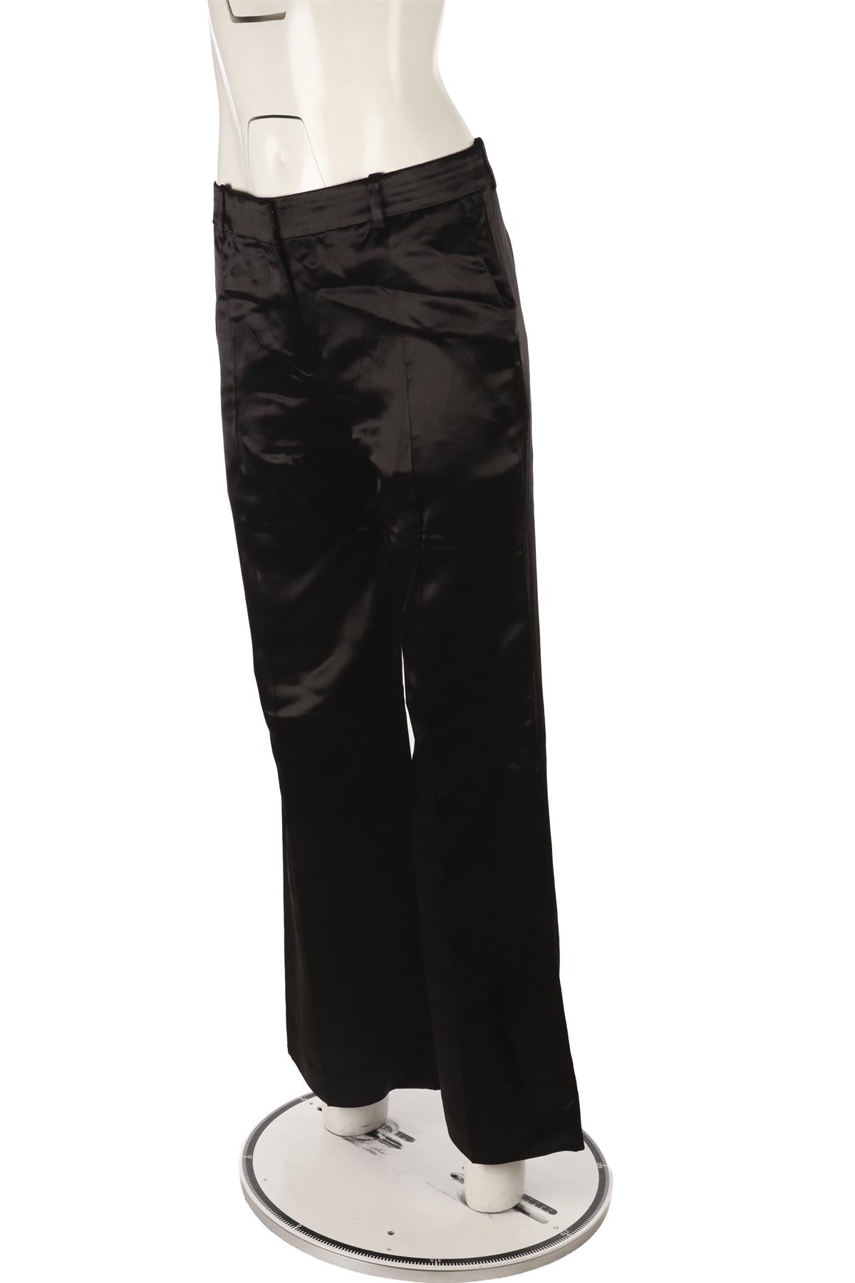 THE ROW BLACK SATIN STRAIGHT LEG PANTS US 2 UK 6