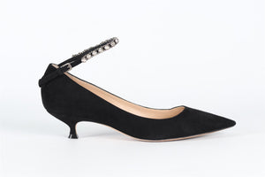 CHRISTIAN DIOR CRYSTAL AND SUEDE PUMPS EU 37 UK 4 US 7
