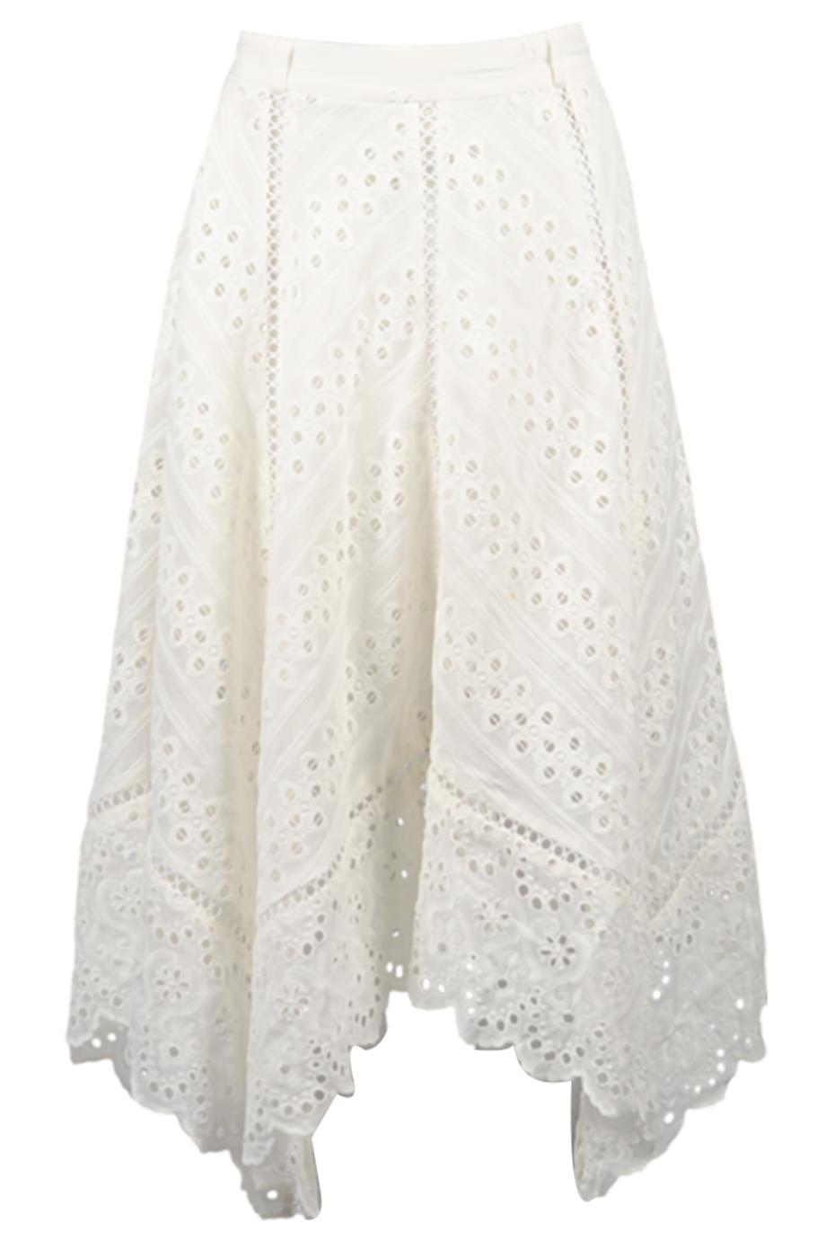 ZIMMERMANN COTTON AND SILK BLEND MIDI SKIRT UK 8