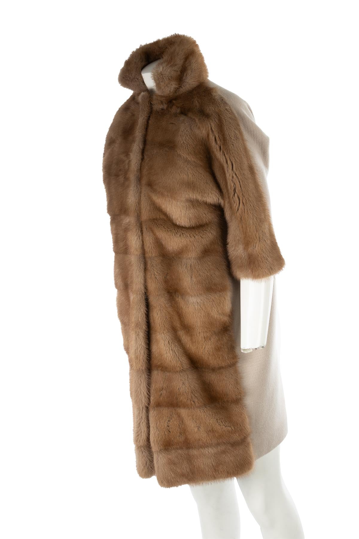 VICEDOMINI BROWN MINK FUR COAT XSMALL