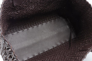 BOTTEGA VENETA BROWN CABAT MEDIUM INTRECCIATO LEATHER TOTE BAG