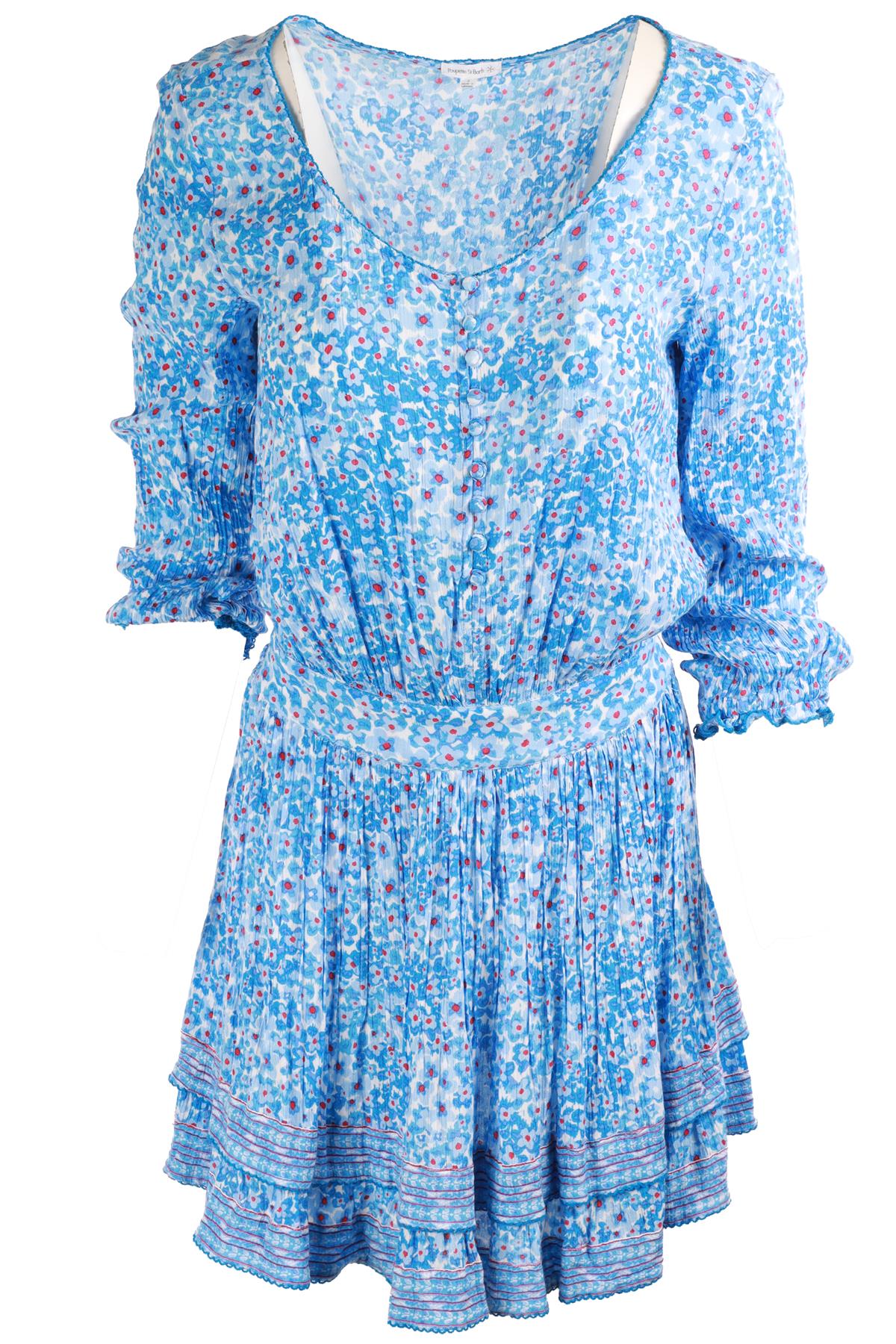 POUPETTE ST BARTH BLUE VOILE MINI DRESS SMALL
