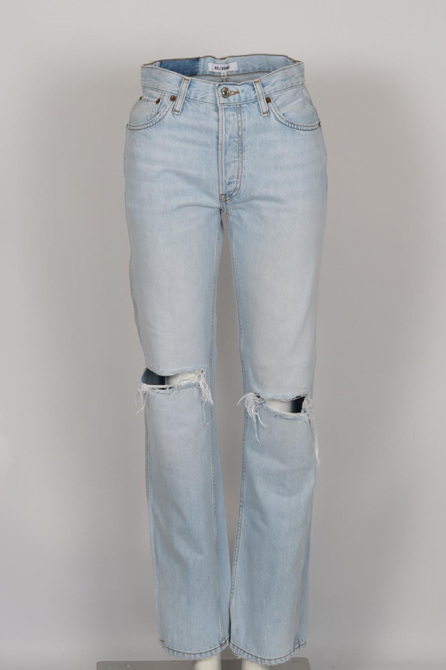 RE/DONE DISTRESSED HIGH RISE STRAIGHT LEG JEANS W25 UK 6-8