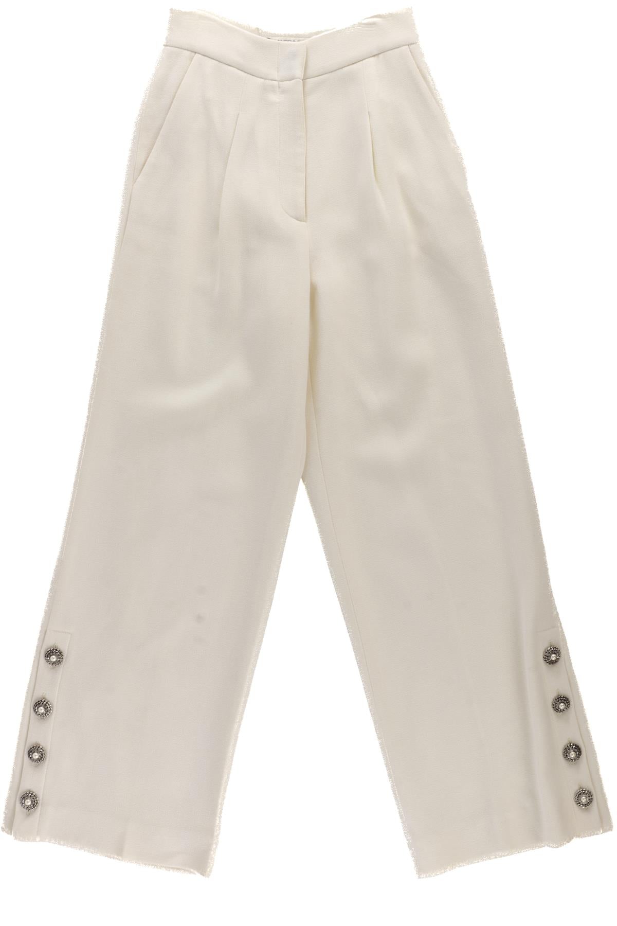 ALESSANDRA RICH IVORY WOOL STRAIGHT LEG PANTS IT 38 UK 6