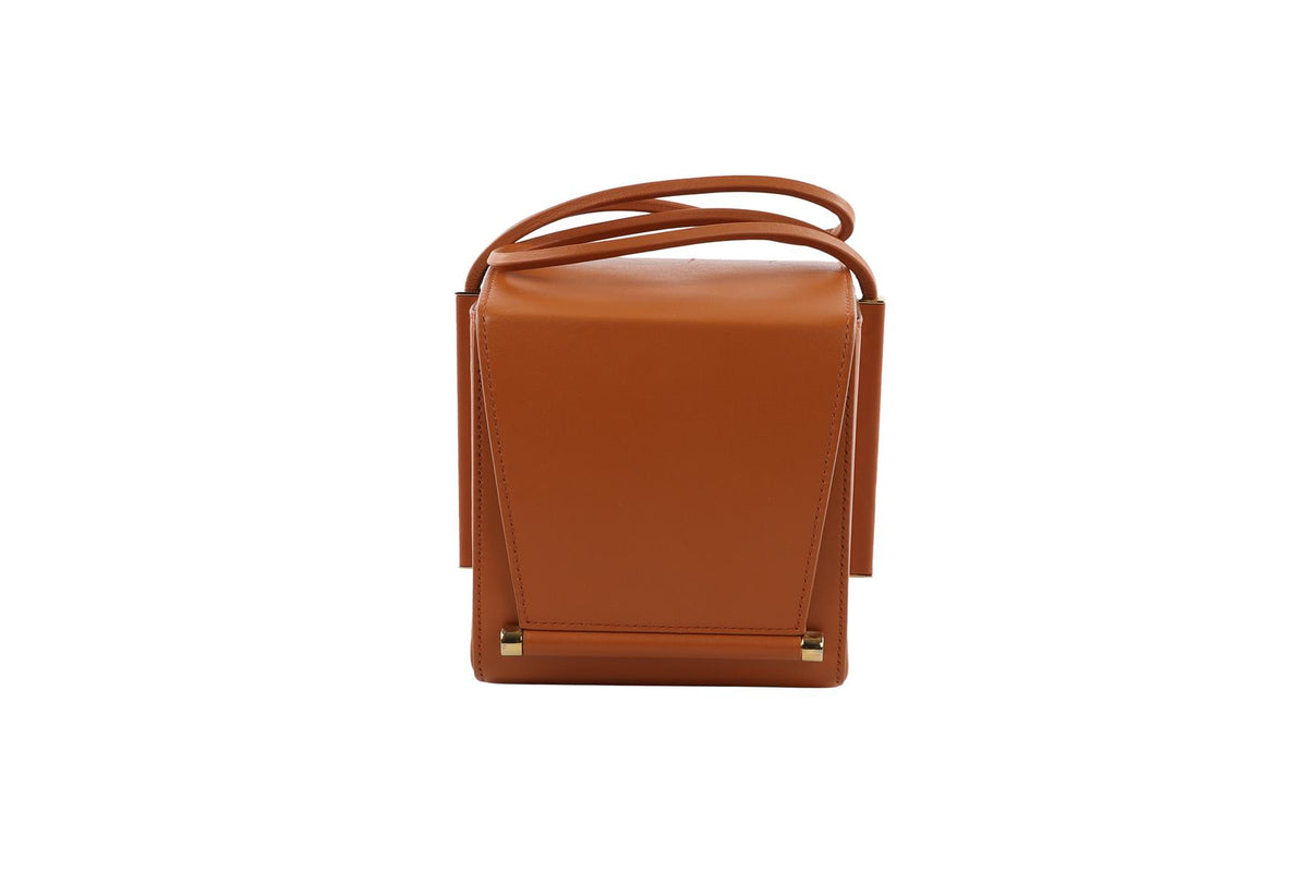 ROKSANDA TAN BOX LEATHER CLUTCH