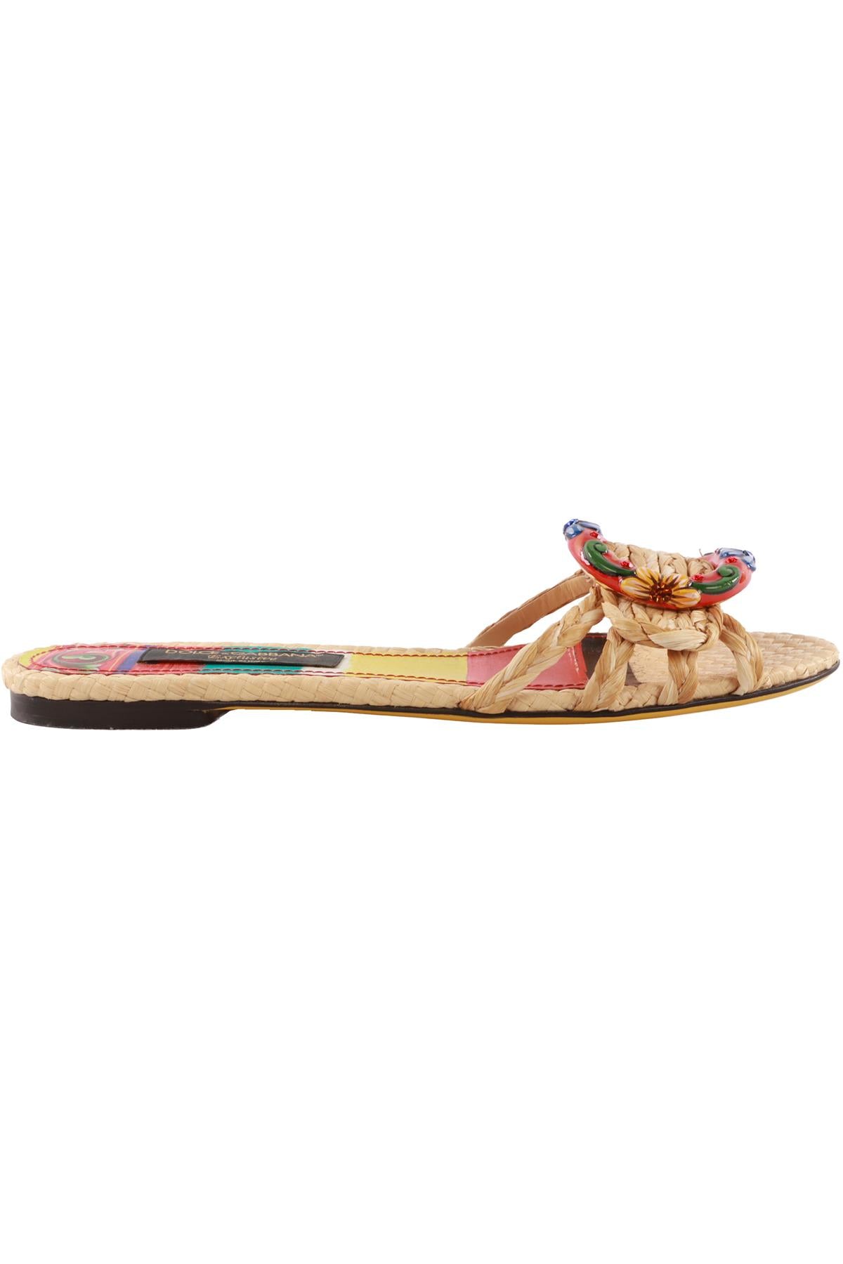 DOLCE & GABBANA BEIGE RAFFIA SANDALS EU 40 UK 7 US 10