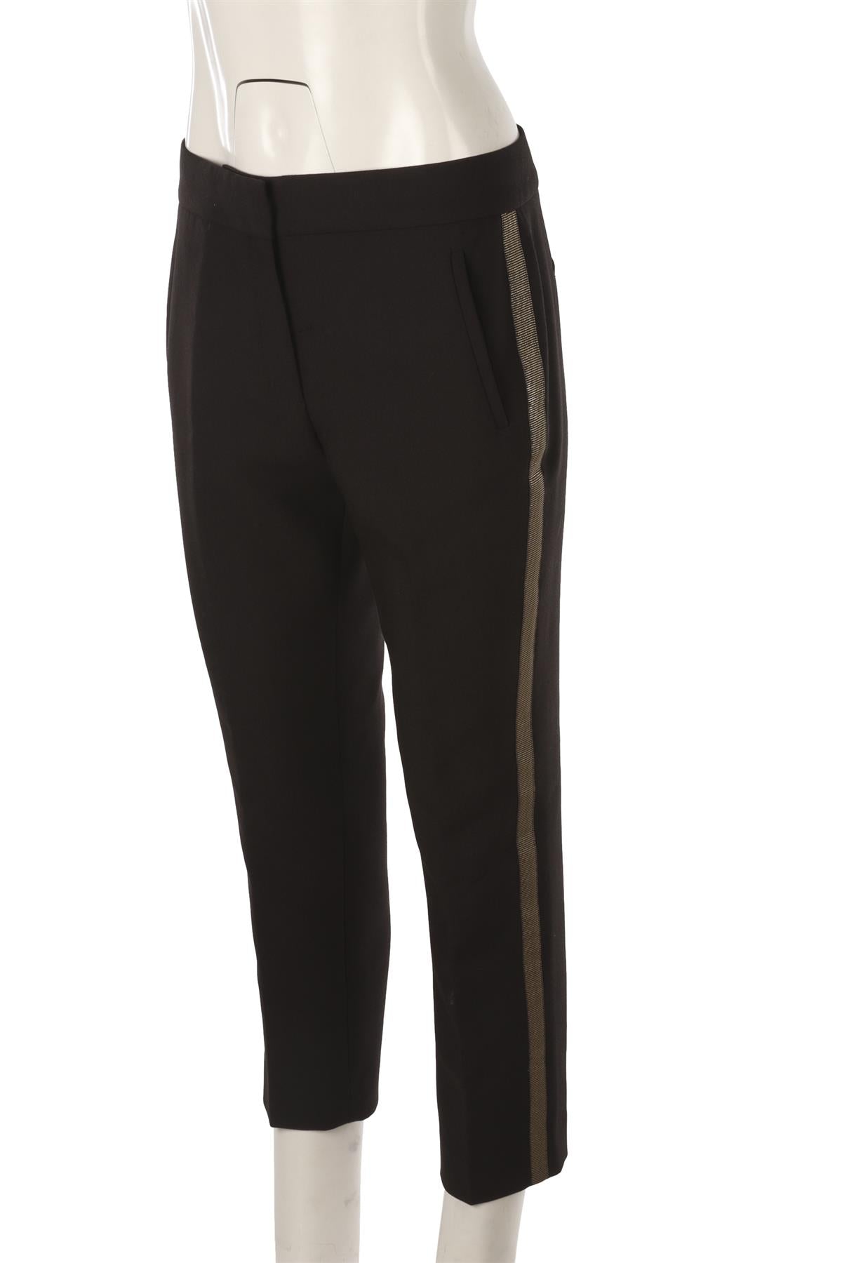 BLACK CREPE STRAIGHT LEG PANTS