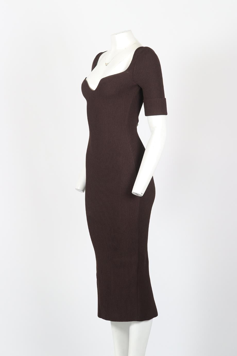 KHAITE RIBBED KNIT MIDI DRESS MEDIUM