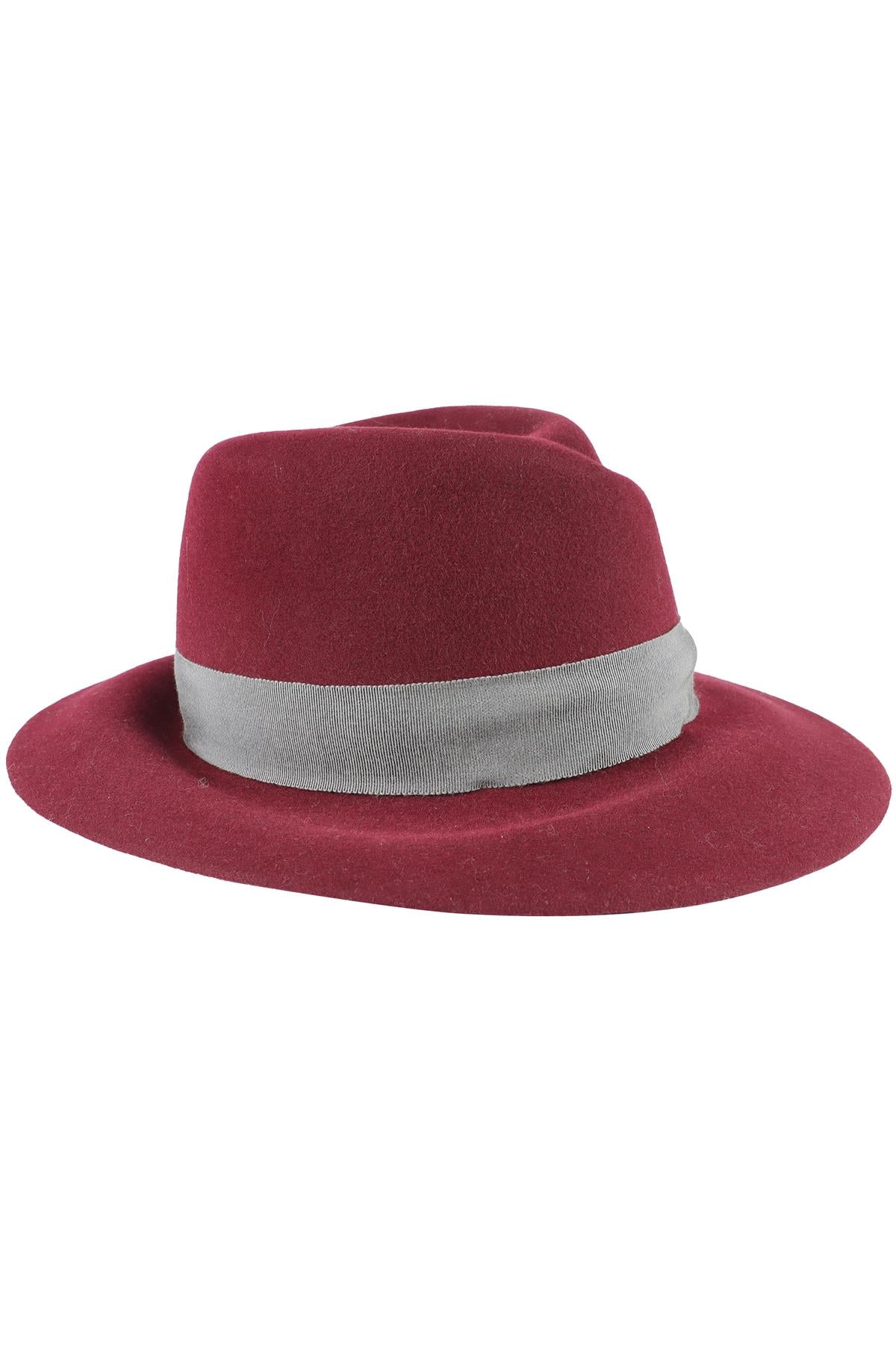 MAISON MICHEL BURGUNDY WOOL HAT MEDIUM