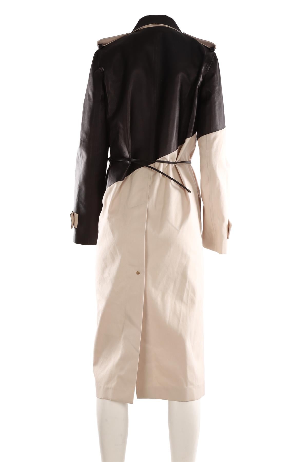 BOTTEGA VENETA BLACK CANVAS AND LEATHER COAT IT 40 UK 8