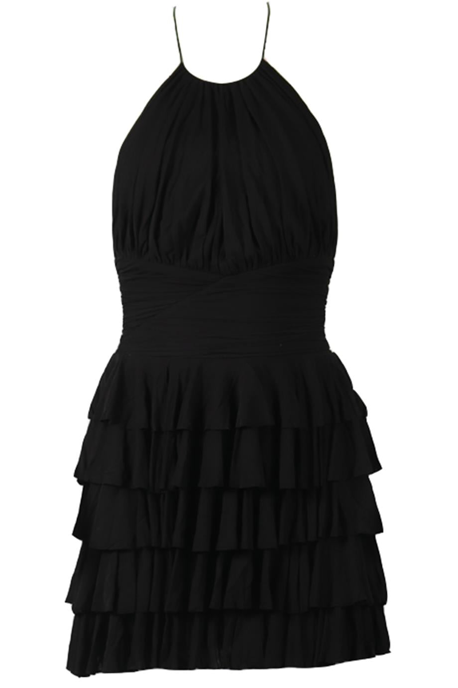 BALMAIN RUFFLED JERSEY MINI DRESS FR 34 UK 6